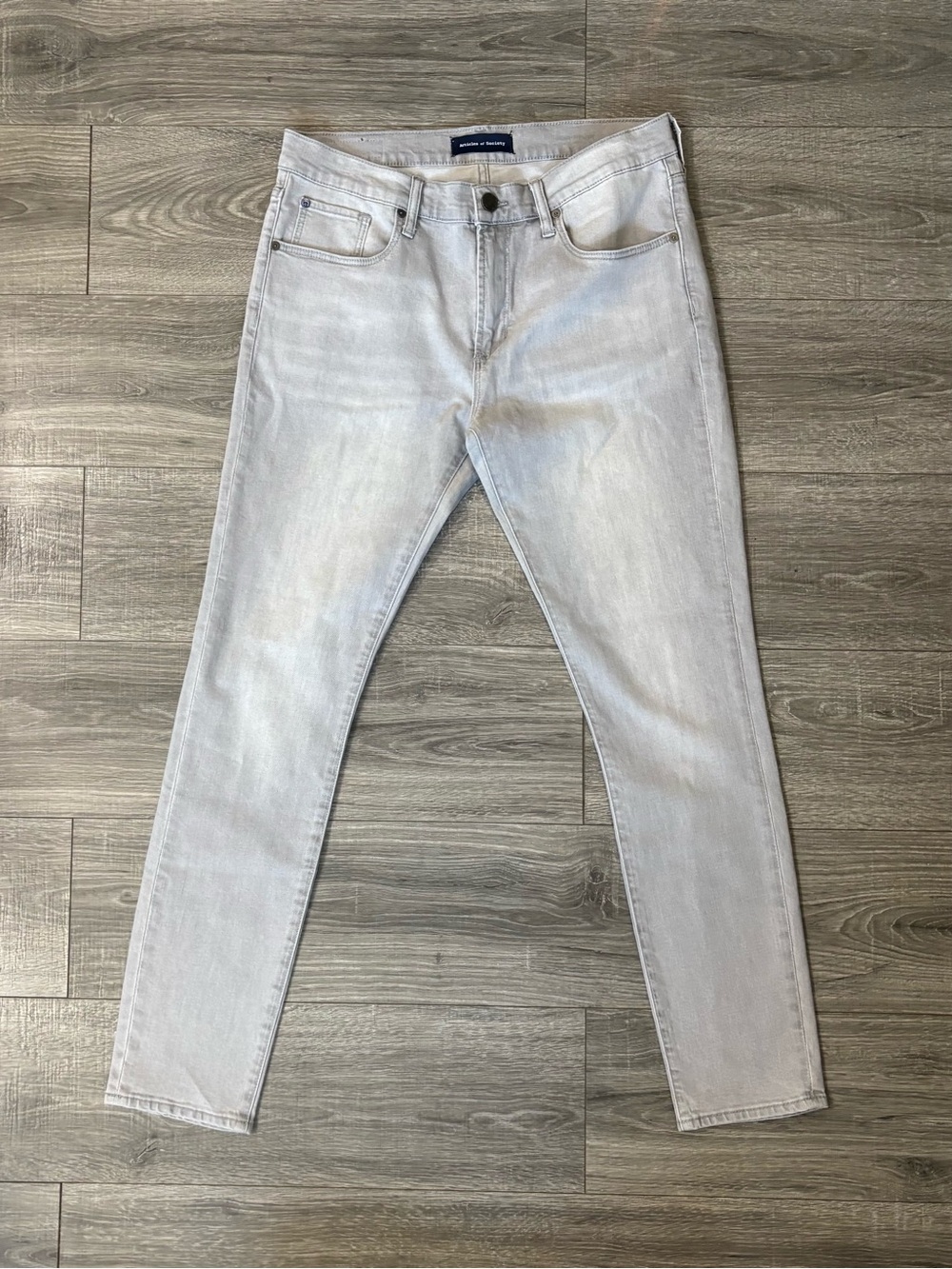 Articles of Society Men’s Gray Skinny Jeans Size 36 Light Wash Denim Pants